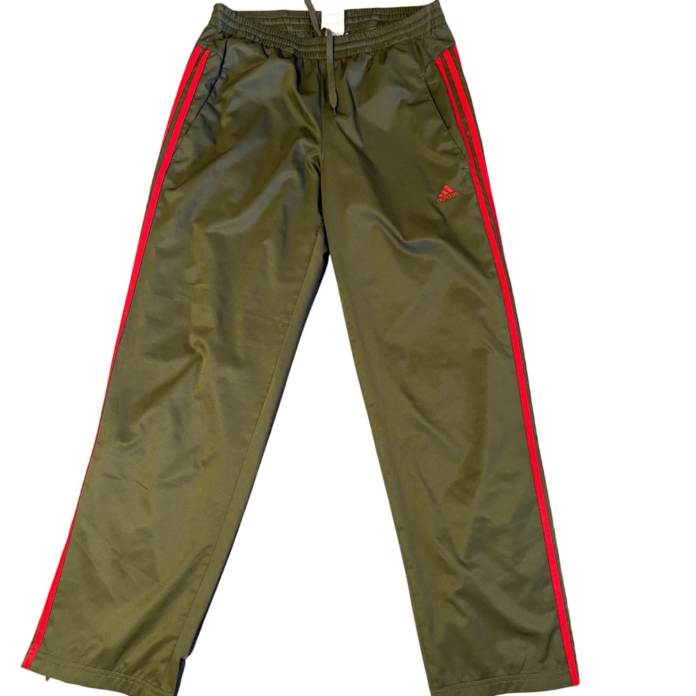Adidas Track Pants Men M 32x32 Olive Green Climalite Z39814 Ankle Zip ClimaProof